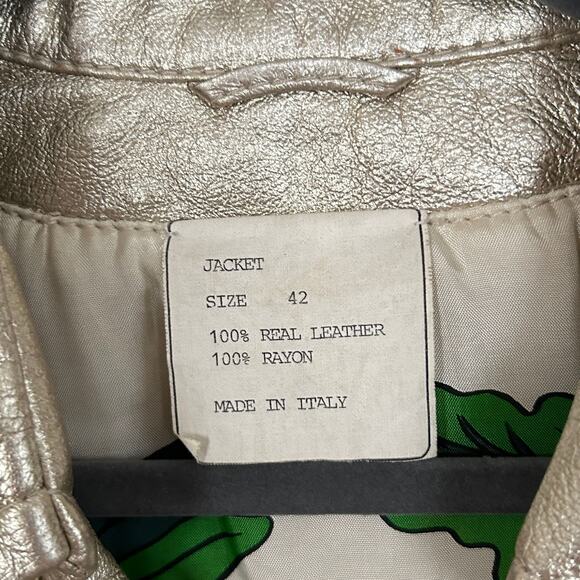 Rare Vintage Moschino Cheap & Chic AW88 Metallic Gold Leather Trench Coat Italy - Picture 6 of 12